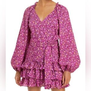 LoveShackFancy Rina Floral Printed Cotton Dress Cottagecore Girly Long Sleeve